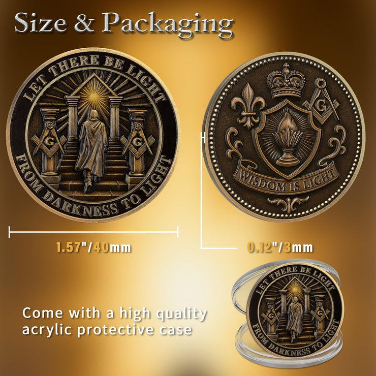 Masonic Darkness to Light Challenge Coin