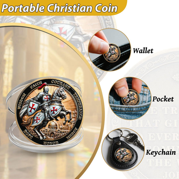 Philippians 4:13 Scripture Knights Templar Christian Challenge Coin