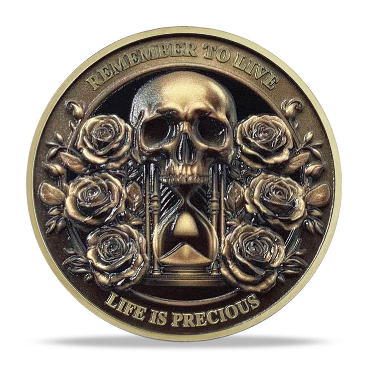 Inspirational Stoicism Memento Skull Challenge Coins