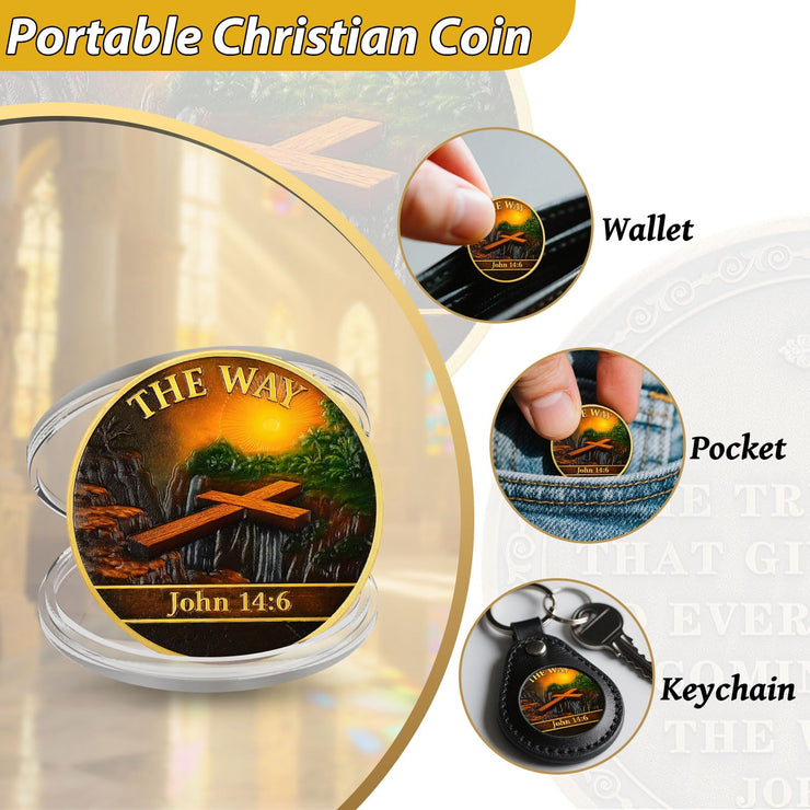 Christian Challenge Coin The Way Coin with John 14:6 Bible Verse