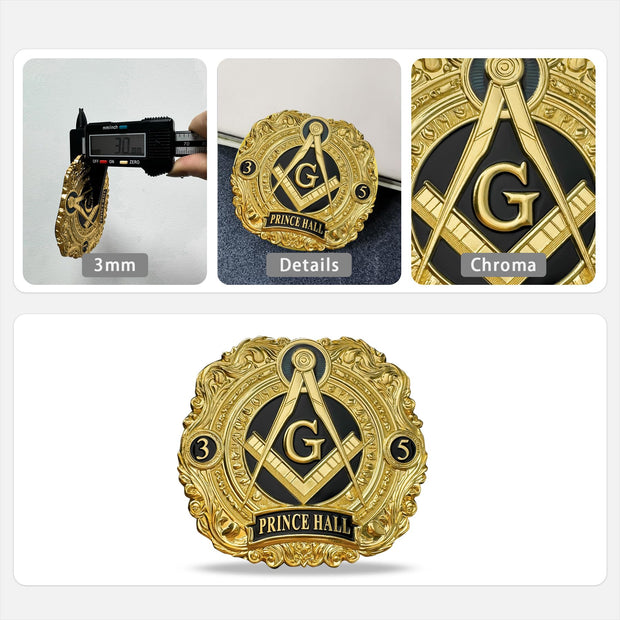 Masonic Car Emblem Freemason Metal Auto Decal (3-5 Masonic)