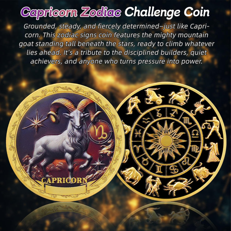 Capricorn 12 Zodiac Protective Talisman Challenge Coin