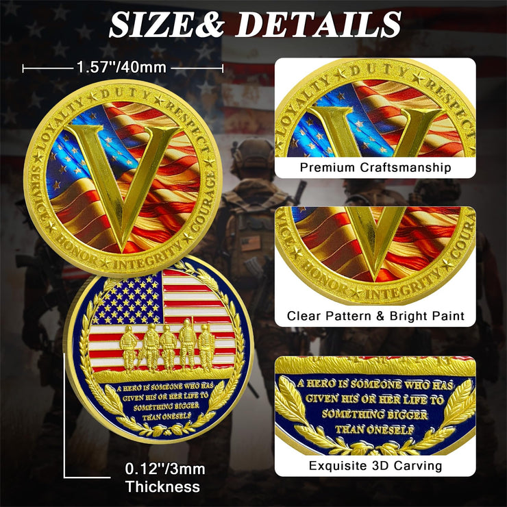 Proud Veterans Tribute Honor and Courage Military Commemorative Coin