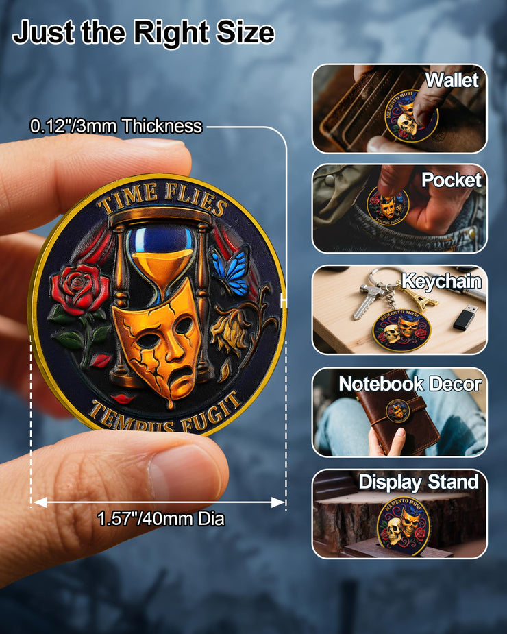 Memento Mori Challenge Coin Golden Masked Skull Coins