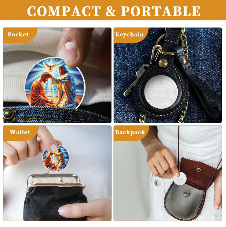 Divine Light Religious Coin Jesus Blessing Faithful with Dove & Light Symbo