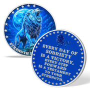 Lion Recovery Strength in Sobriety Coin