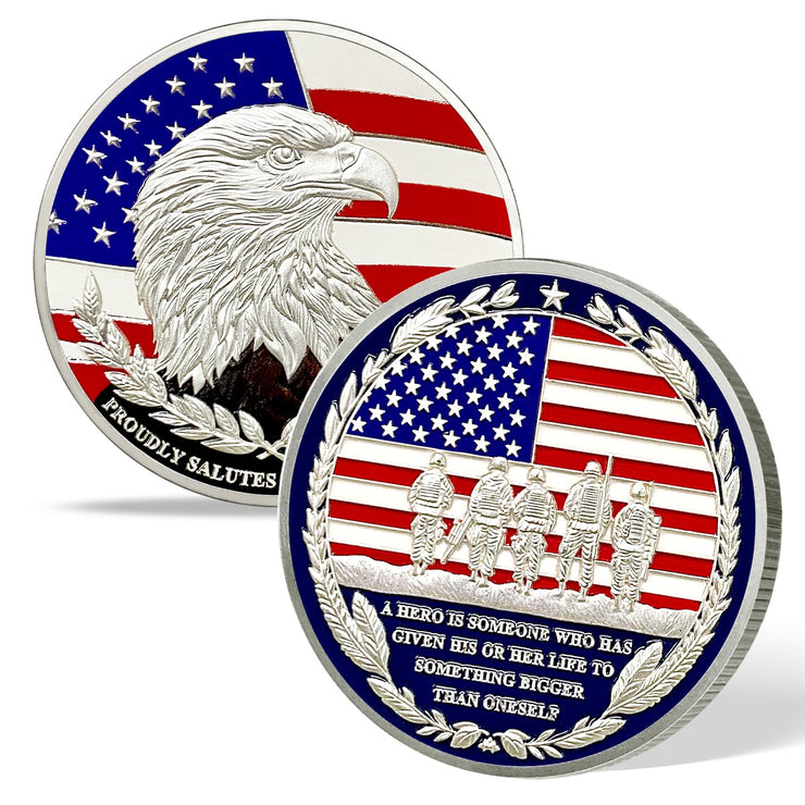 Eagle and Flag Military Veterans Patriotic Challenge Coin