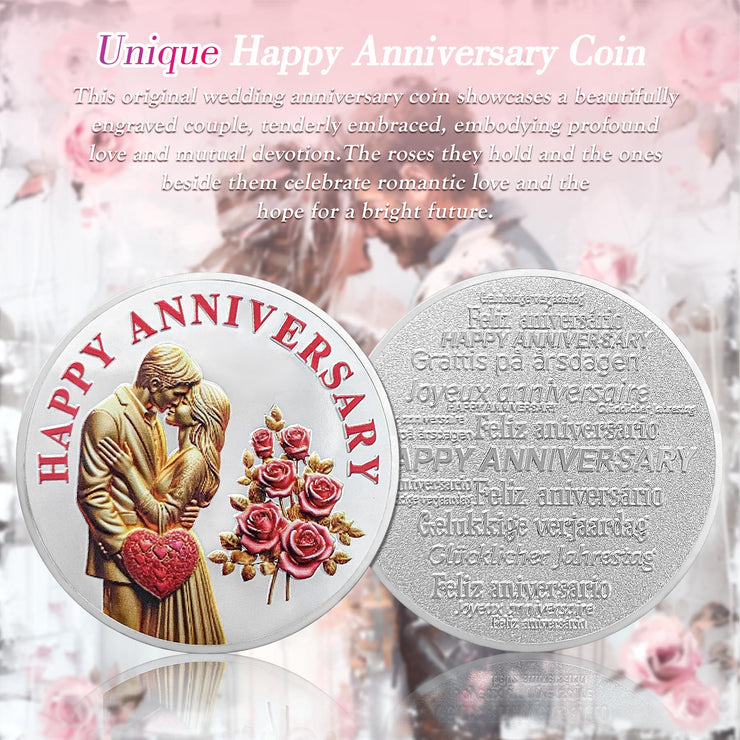 Unique Rose Happy Anniversary Coin