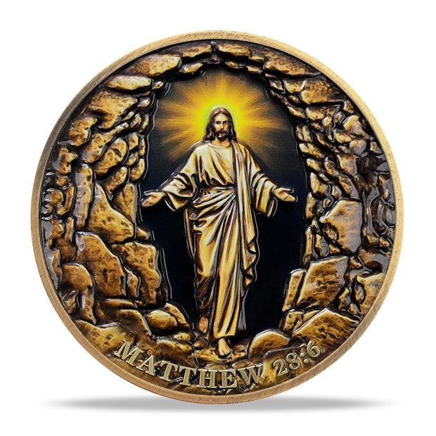 Jesus Stone Tomb Resurrection Religious Coin