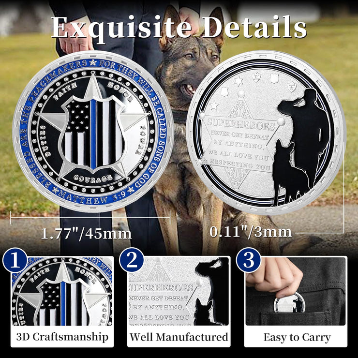 Police Officer Military Thin Blue Line K9 Challenge Coin