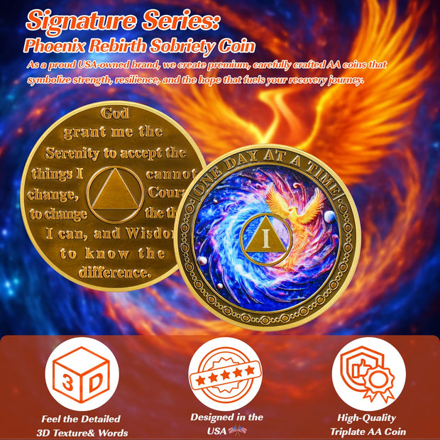 Phoenix Rebirth 1-5 Year Sobriety Coin