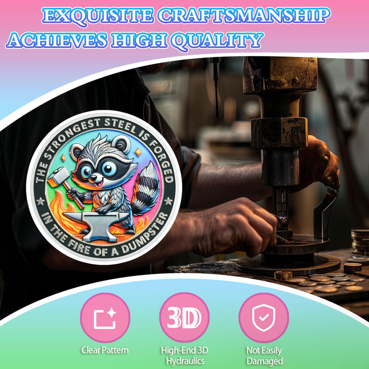 Cute Raccoon Resilience & Hope Dumpster Fire Challenge Coin