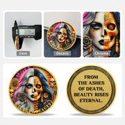 Eternal Beauty Coin Life and Death Duality Woman Skull Art