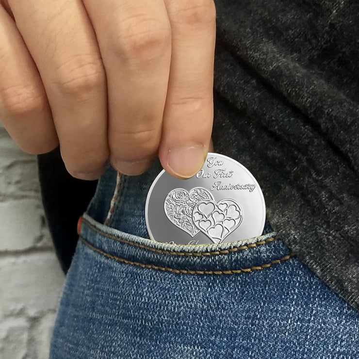 Double Heart Anniversary Coin