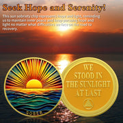 Colourful Sea Gold Sunrise Sobriety Coin