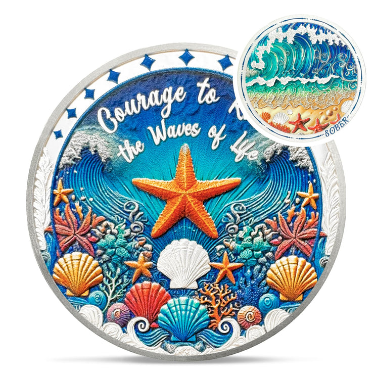 Unique Addiction Recovery Ocean Shells Sobriety Coin