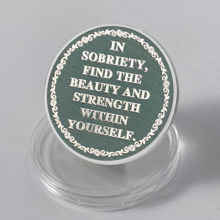 Blooming & Awakening Dancing Life Sobriety Coin