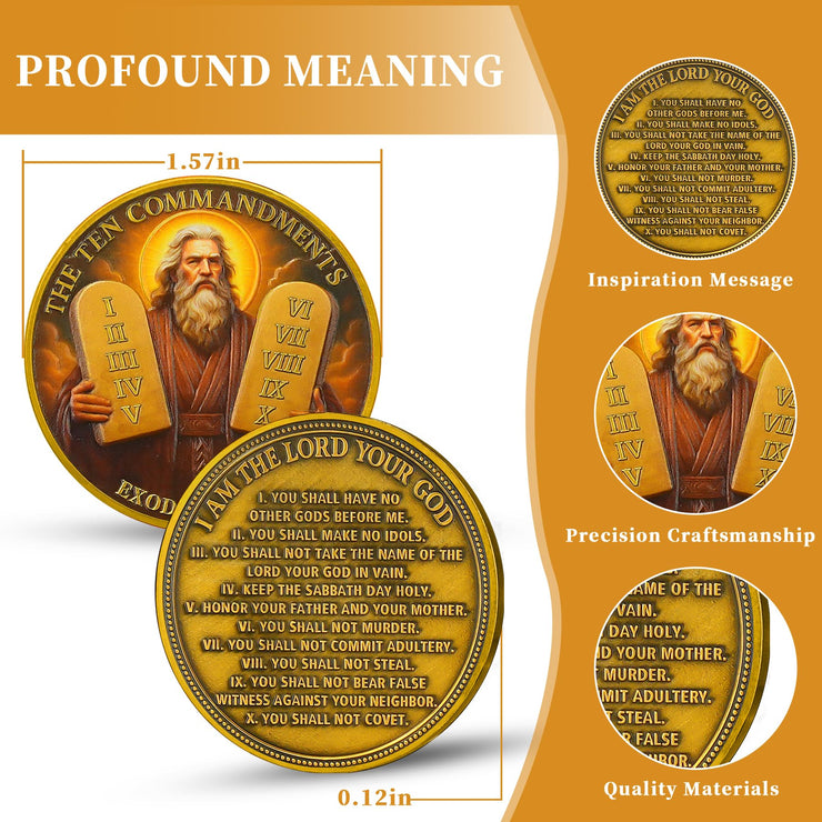 Ten Commandments Prayer  Challenge Coin
