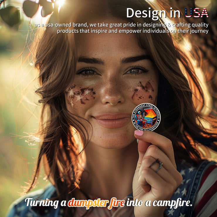 Cool Skull Dumpster Fire Challenge Coin