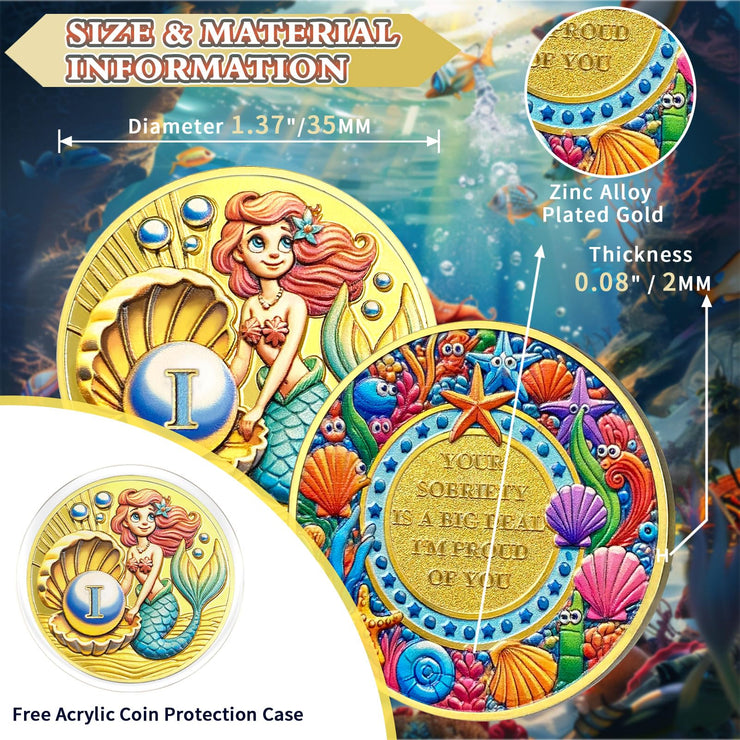 Beauty & Courage Mermaid 1-3 Year Sobriety Coin