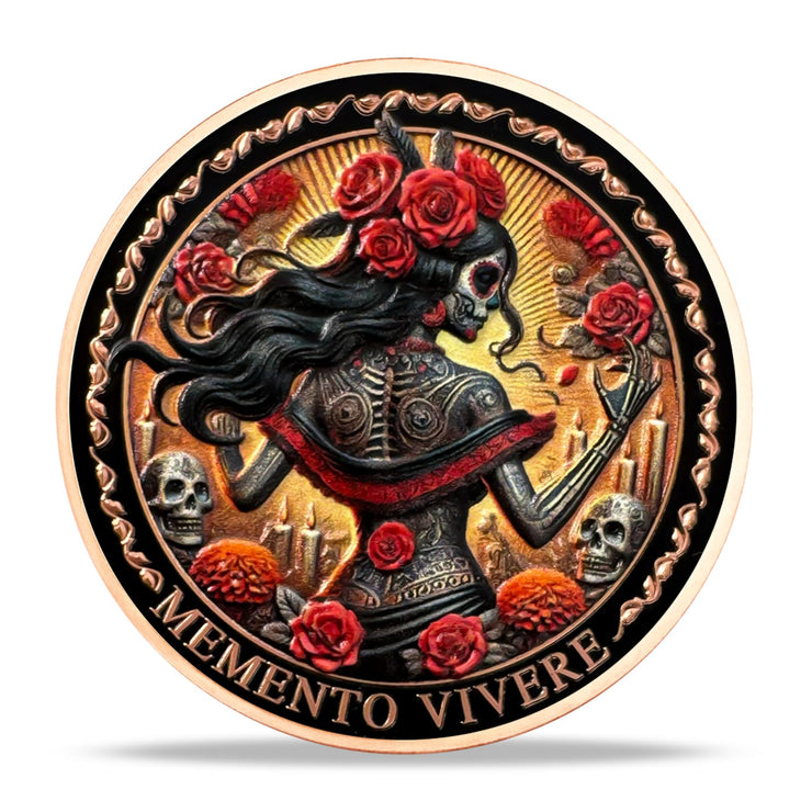 Amor Fati Day of The Dead Inspired Daily Stoic Reminder Memento Challenge Coin
