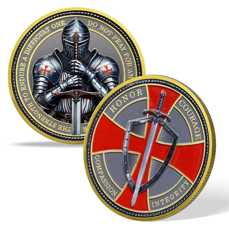 Steel Helm Knight Cross Challenge Coin