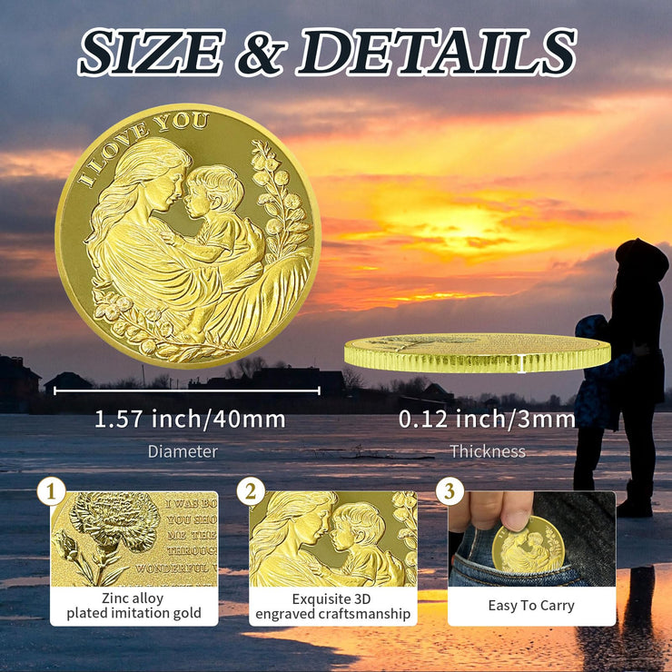 AtSKnSK Ich liebe dich Mama Münze Liebe Ausdrucks Münze Nelken Chips Medaillon Geschenke zum Muttertag Geburtstag Zeichen der Wertschätzung für die Mutter