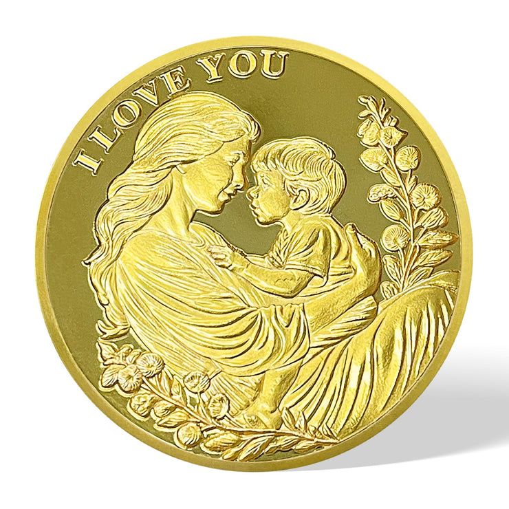 AtSKnSK Ich liebe dich Mama Münze Liebe Ausdrucks Münze Nelken Chips Medaillon Geschenke zum Muttertag Geburtstag Zeichen der Wertschätzung für die Mutter