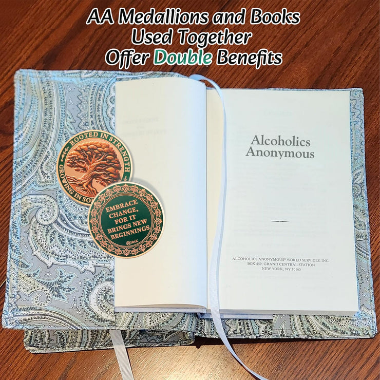 Brown Growing in Sobriety Tree of Life Embrace Change Coin