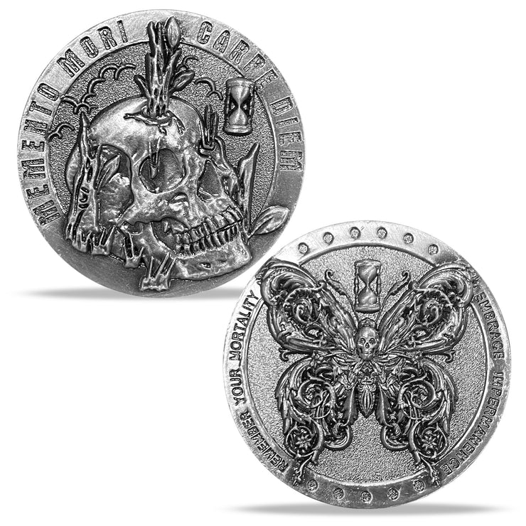 Memento Mori Coin Memento Vivere Skull Token Carpe Diem Reminder