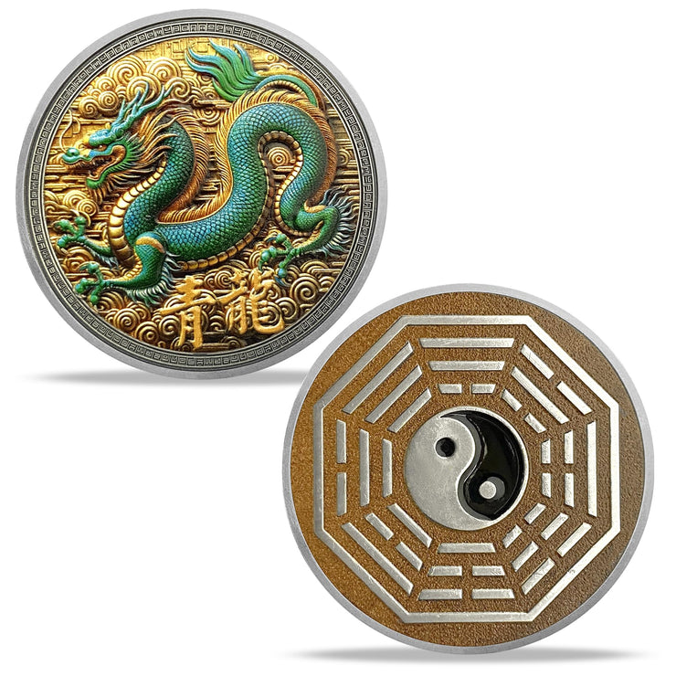 Eastern Mythology Chinese Azure Dragon Taichi Good Luck Coin