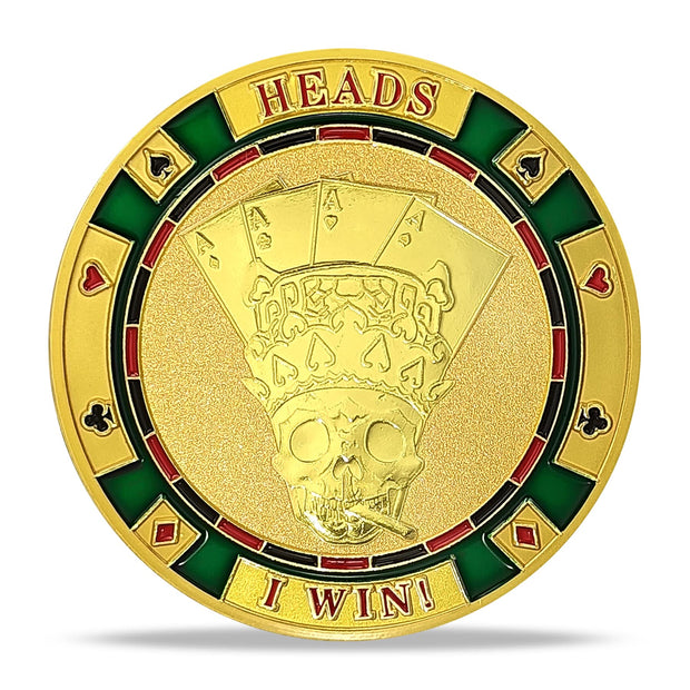 Heads Or Tails Poker Skull Good Luck Decision Challenge Coin