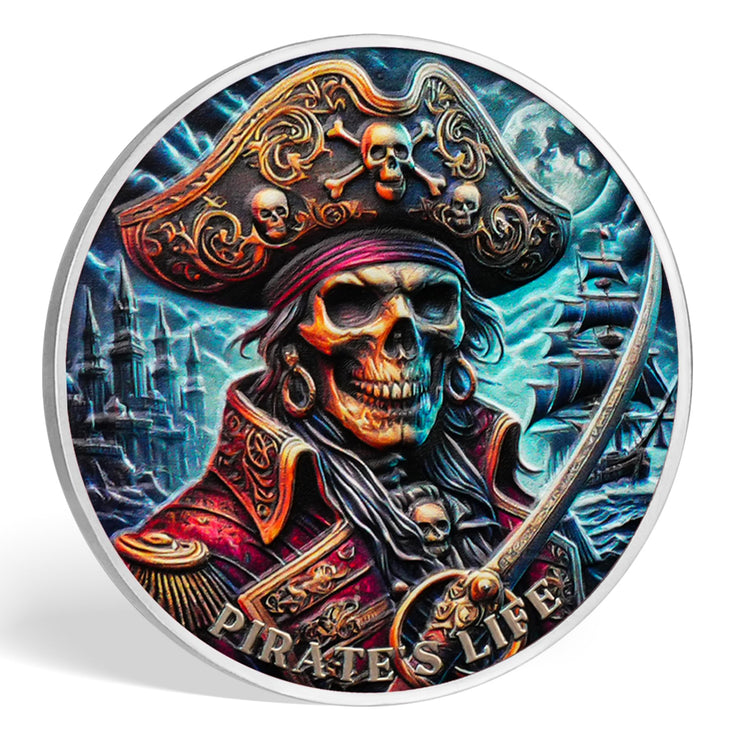 Skull Gothic Pirate Ship Challenge Coin