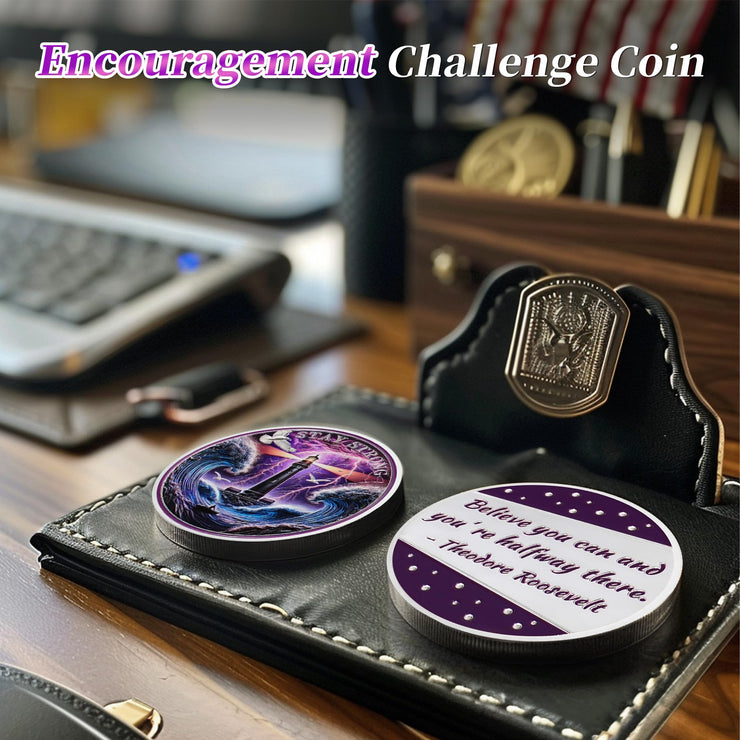 Guiding Lighthouse Stay Strong Recovery Motivational Coin