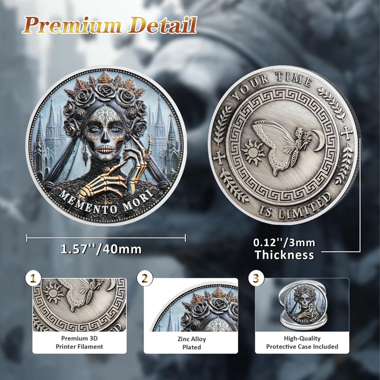Skull Butterfly Stoic Gothic Queen Memento Mori Coin