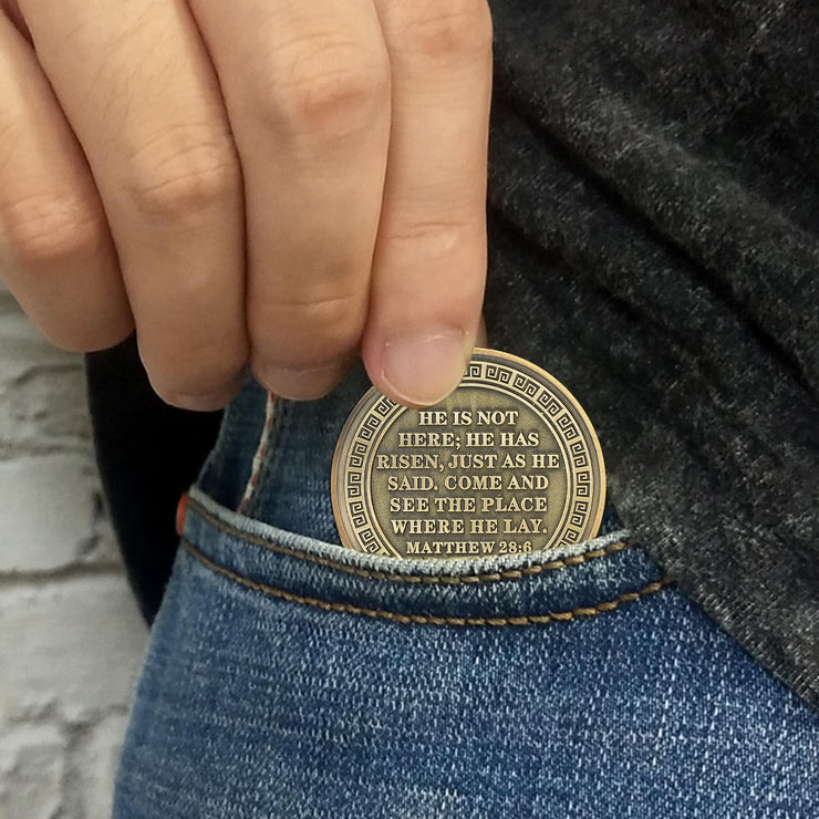 Jesus Stone Tomb Resurrection Religious Coin