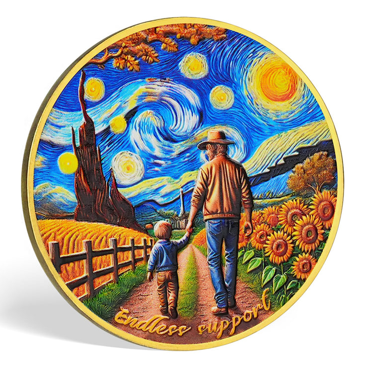 Sunflowers and Stars Father Challenge Coin