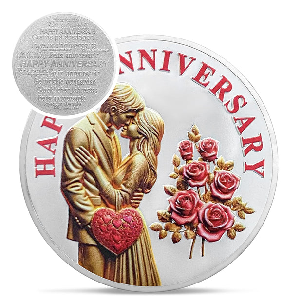 Unique Rose Happy Anniversary Coin