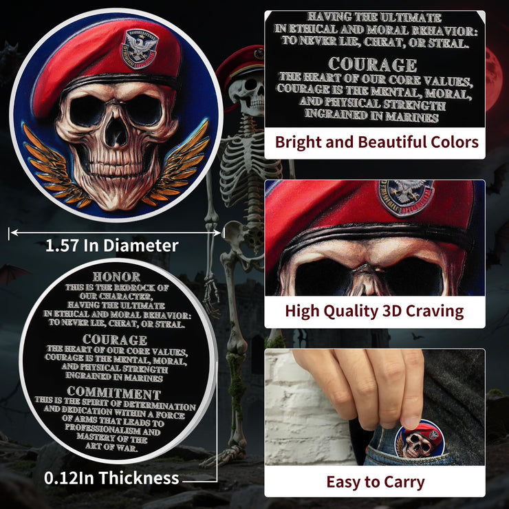 Memento Mori Coin Skull Coin Challenge Coin for Veterans