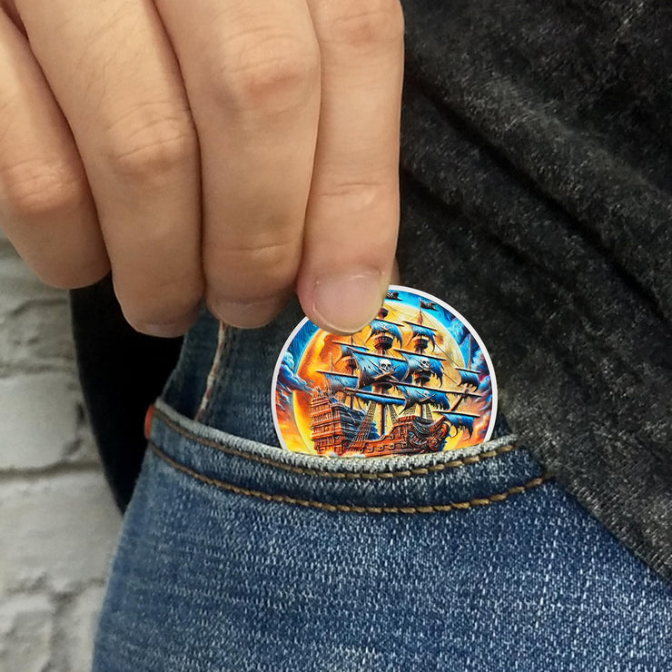 Skull Gothic Pirate Ship Challenge Coin