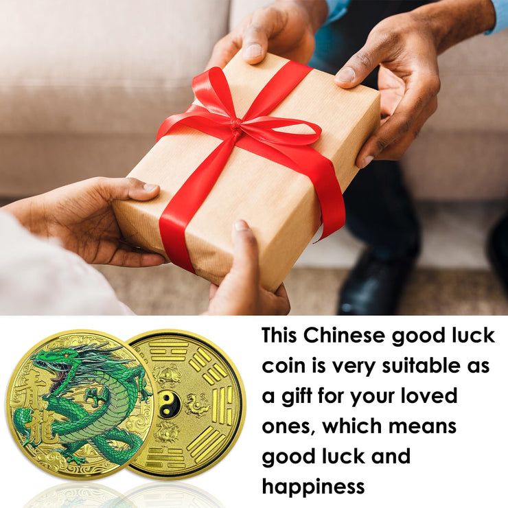 Chinese Coins Ancient Mythical Creatures Blue Dragon Lucky Coin Lottery Ticket Scratcher Tool Attract Good Luck Novelty Coins Lucky Charms Challenge Coins