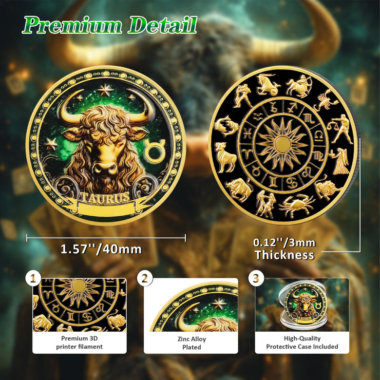 Taurus 12 Zodiac Challenge Coin