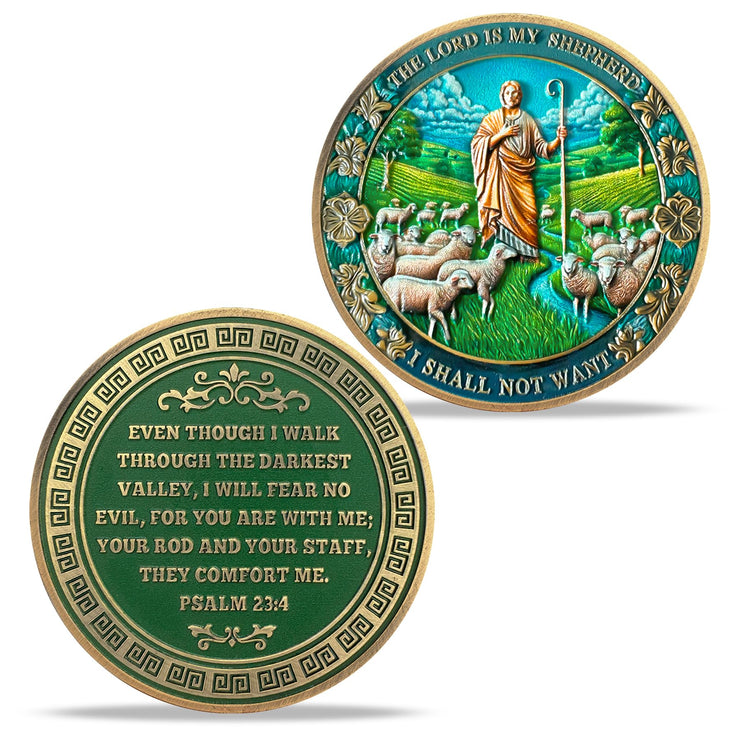 Inspirational Bible Verse 40 Jesus Shepherding Religious Coin