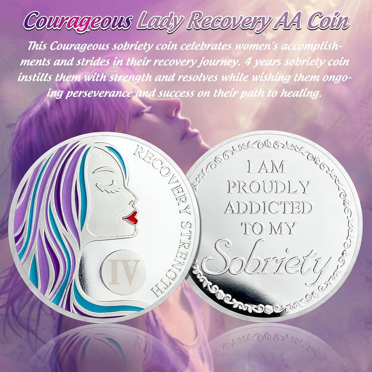 Courageous Lady AA Recovery Sobriety Coin