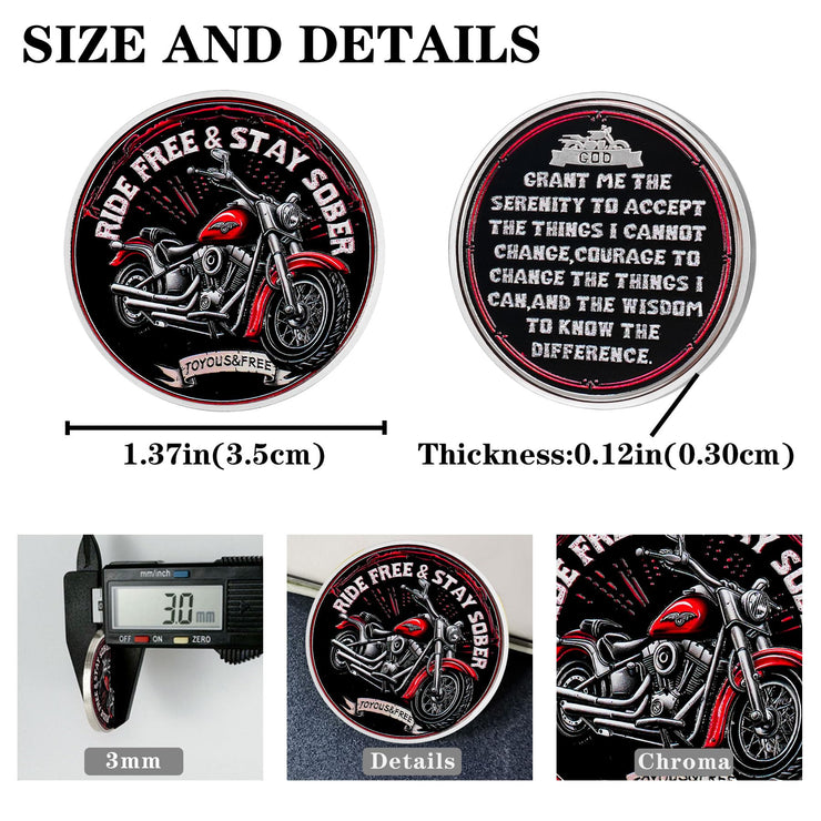 Inspirational Recovery Motorcycle Soberity Challenge Coin