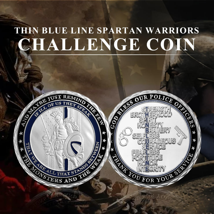 US Thin Blue Line Police Officers Spartan Warriors Challenge Coin