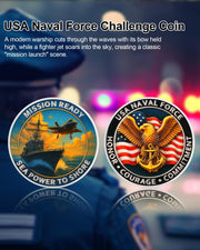 USA Navy Challenge Coin -Naval Force Coins with Warship & Eagl