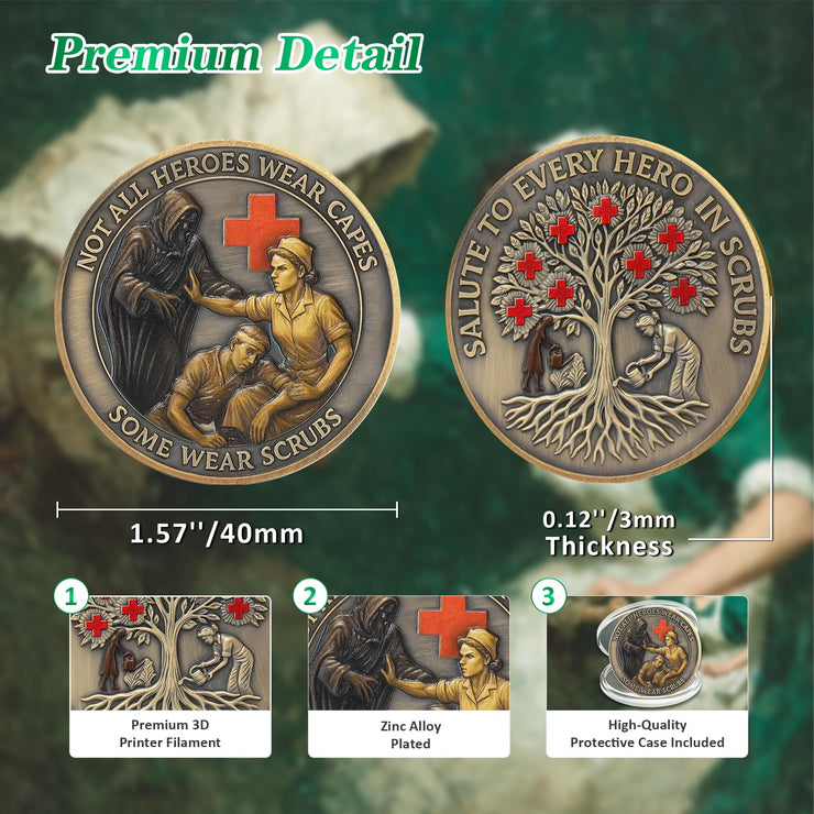 Guardian Angel Nurse EMT Tree of Life Nurses Prayer Challenge Coin