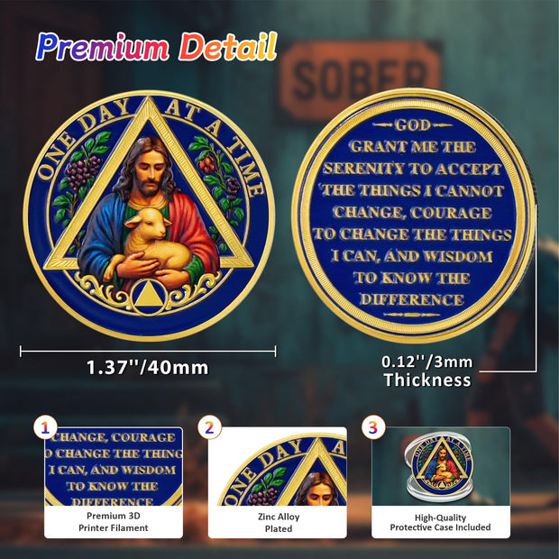Personalized The Good Shepherd Blessing Sobriety Coin