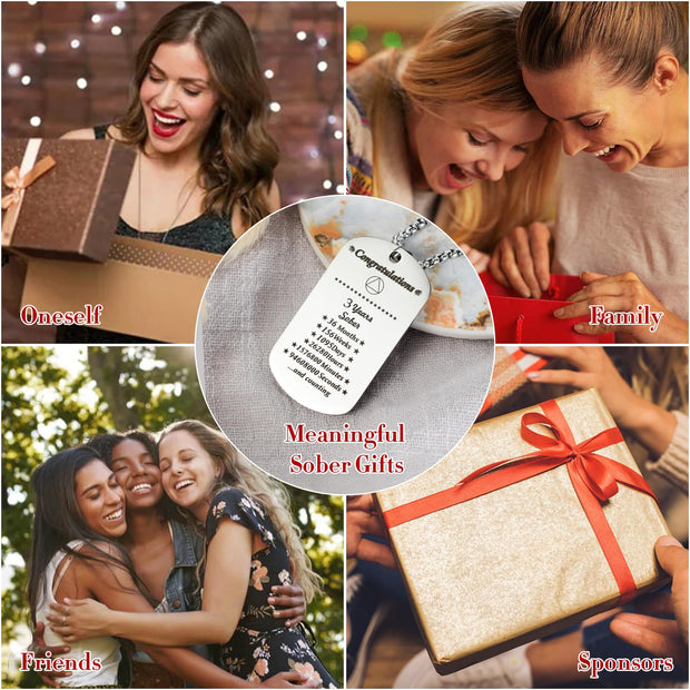 Sobriety Gifts 3 Year AA Sobriety Necklace